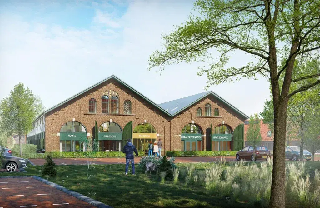 Vogelvlucht van nieuwbouwproject De Remise in Stiens